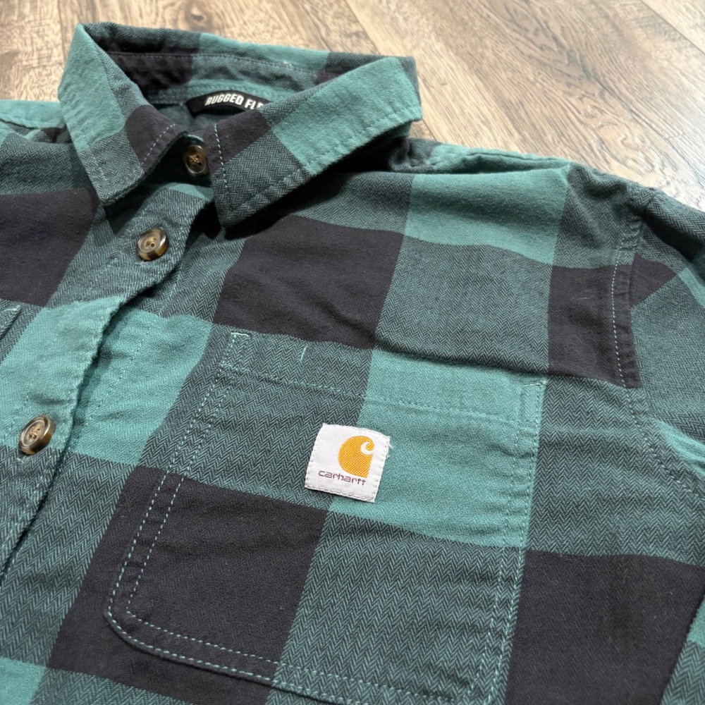 Carhartt Flannel Shirt Womens L Green Good Rugged Flex Plaid TW5574-W - Picture 7 of 7